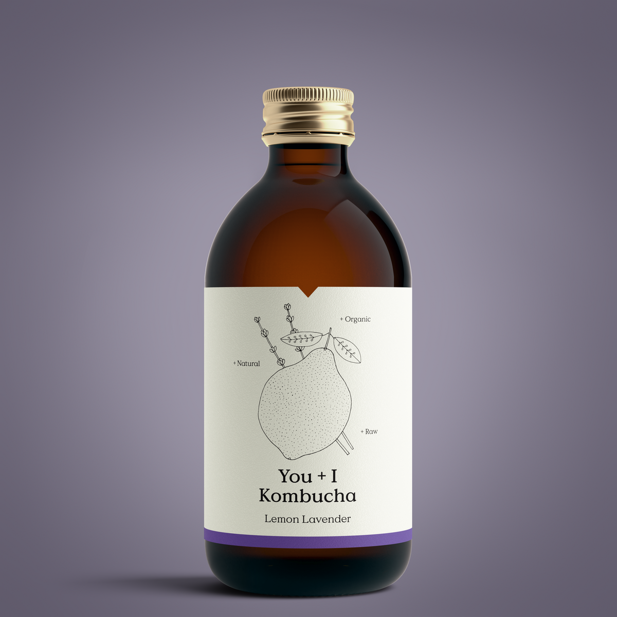 Bottle of You + I Lemon Lavender kombucha